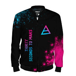 Бомбер мужской Thirty Seconds to Mars Neon Gradient, цвет: 3D-черный