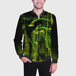 Бомбер мужской Абстрактные мазки красок - Жёлтый, цвет: 3D-черный — фото 2