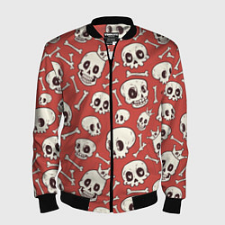 Мужской бомбер Черепа на красном фоне