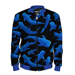 Бомбер мужской Стая акул - паттерн, цвет: 3D-синий