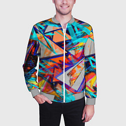 Бомбер мужской Яркий неоновый абстрактный узор, цвет: 3D-меланж — фото 2
