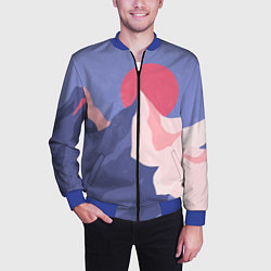 Бомбер мужской Пейзаж гор и леса в стиле ретро, цвет: 3D-синий — фото 2
