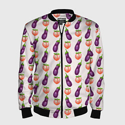 Мужской бомбер Баклажаны и персики паттерн