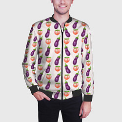 Бомбер мужской Баклажаны и персики паттерн, цвет: 3D-черный — фото 2