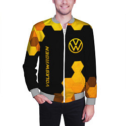 Бомбер мужской Volkswagen - gold gradient: символ и надпись верти, цвет: 3D-меланж — фото 2