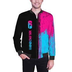 Бомбер мужской Rainbow Six - neon gradient: по-вертикали, цвет: 3D-черный — фото 2