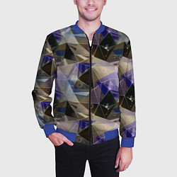 Бомбер мужской Полигональный абстрактный: бежевый, коричневый, си, цвет: 3D-синий — фото 2