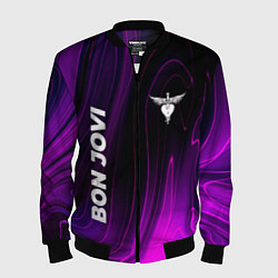 Бомбер мужской Bon Jovi violet plasma, цвет: 3D-черный