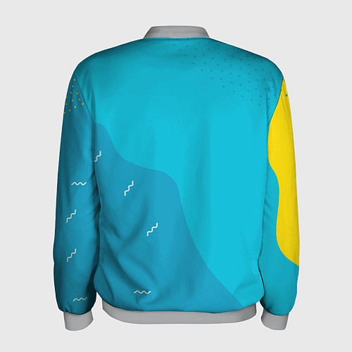 Мужской бомбер Синяя абстракция - минимализм / 3D-Меланж – фото 2