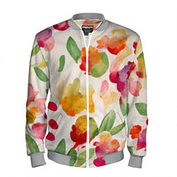 Бомбер мужской Романтичные акварельные цветы, цвет: 3D-меланж