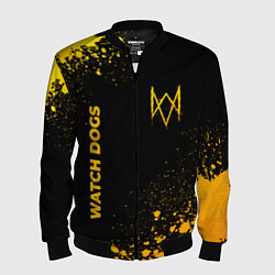 Мужской бомбер Watch Dogs - gold gradient: надпись, символ