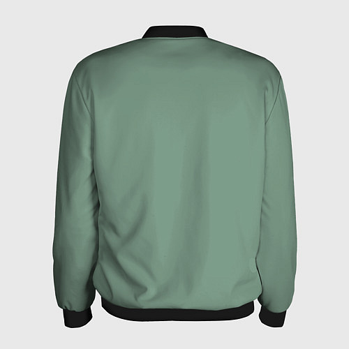 Мужской бомбер Абстрактные зеленые линии на фоне цвета хаки / 3D-Черный – фото 2