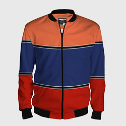 Мужской бомбер Combined pattern striped orange red blue