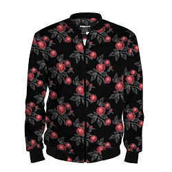 Бомбер мужской Акварельные розы на черном, цвет: 3D-черный