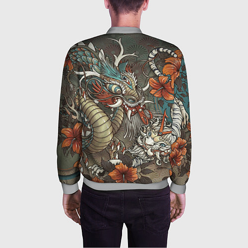 Мужской бомбер Тигр и дракон мифические / 3D-Меланж – фото 4