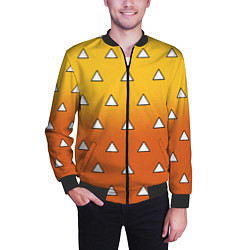 Бомбер мужской Оранжевое кимоно с треугольниками - Зеницу клинок, цвет: 3D-черный — фото 2