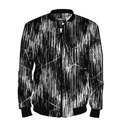 Бомбер мужской Черно-белые штрихи, зигзаг, цвет: 3D-черный