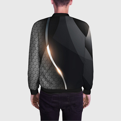 Мужской бомбер Герб РФ киберпанк / 3D-Черный – фото 4