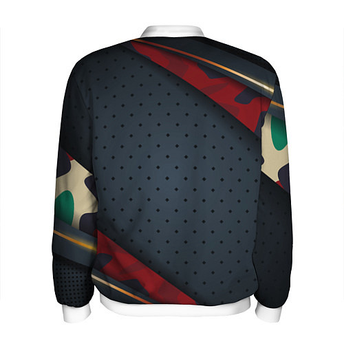 Мужской бомбер Герб России черно-красный камуфляж / 3D-Белый – фото 2