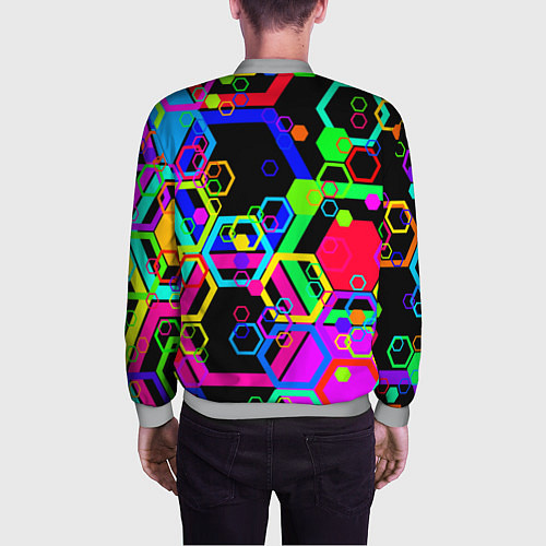 Мужской бомбер Разноцветная геометрическая текстура / 3D-Меланж – фото 4