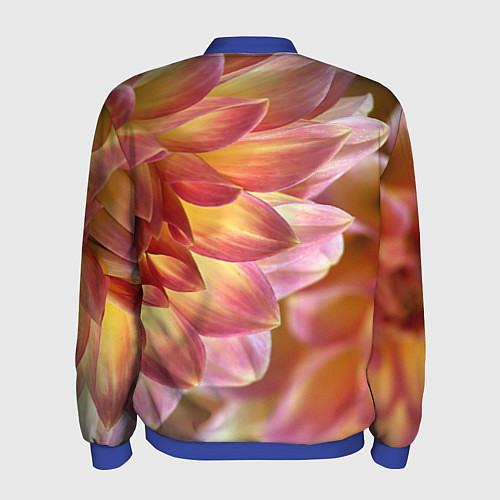 Мужской бомбер Оранжевые георгины лепестки / 3D-Синий – фото 2