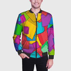 Бомбер мужской Фон из разноцветных кубиков, цвет: 3D-черный — фото 2