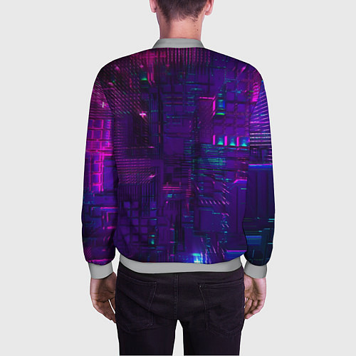 Мужской бомбер Матричная вселенная неон / 3D-Меланж – фото 4
