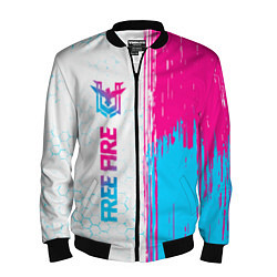 Мужской бомбер Free Fire neon gradient style: по-вертикали