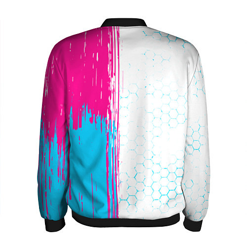 Мужской бомбер Free Fire neon gradient style: по-вертикали / 3D-Черный – фото 2