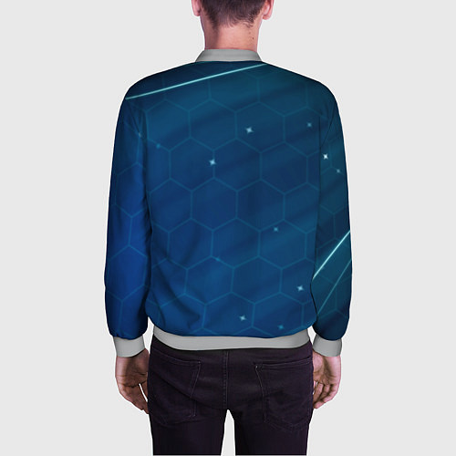 Мужской бомбер Real madrid голубая абстракция / 3D-Меланж – фото 4