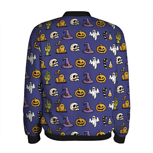 Мужской бомбер Halloween pattern / 3D-Черный – фото 2