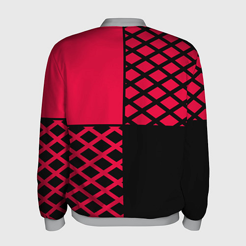 Мужской бомбер Черно-красный геометрический узор / 3D-Меланж – фото 2