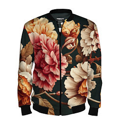 Бомбер мужской Цветы в стиле рококо, цвет: 3D-черный