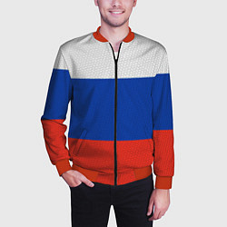 Бомбер мужской Триколор - флаг России плетёный, цвет: 3D-красный — фото 2