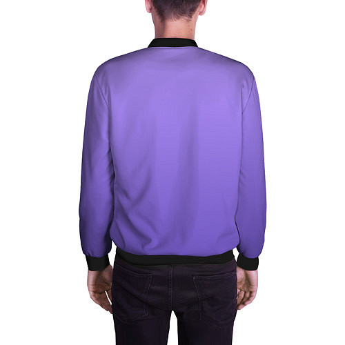 Мужской бомбер Красивый фиолетовый градиент с цветами / 3D-Черный – фото 4