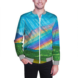 Бомбер мужской Летний дождь радуга, цвет: 3D-меланж — фото 2