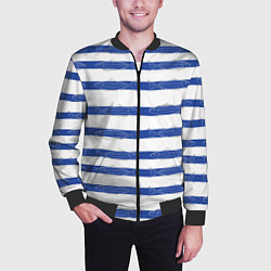 Бомбер мужской Рыбы в полоску, цвет: 3D-черный — фото 2