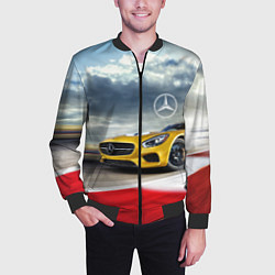 Бомбер мужской Mercedes AMG V8 Biturbo на трассе, цвет: 3D-черный — фото 2
