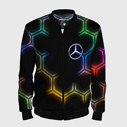 Бомбер мужской Mercedes - neon pattern, цвет: 3D-черный