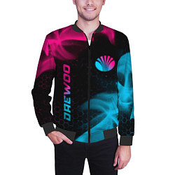 Бомбер мужской Daewoo - neon gradient: надпись, символ, цвет: 3D-черный — фото 2