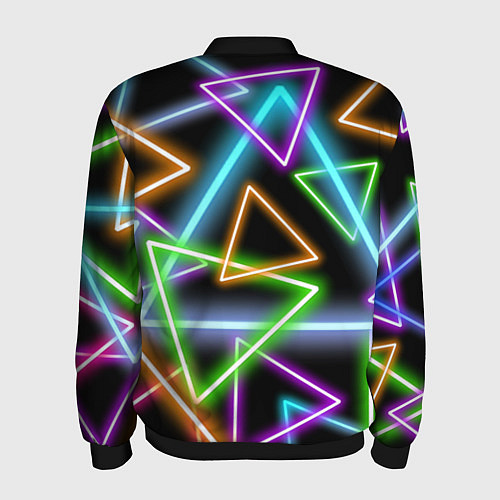 Мужской бомбер Неоновые треугольники - текстура / 3D-Черный – фото 2