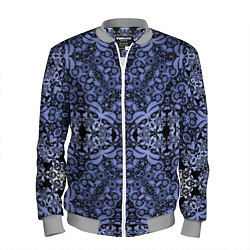 Бомбер мужской Ажурный модный кружевной синий узор, цвет: 3D-меланж