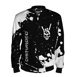 Бомбер мужской Disturbed и рок символ на темном фоне, цвет: 3D-черный
