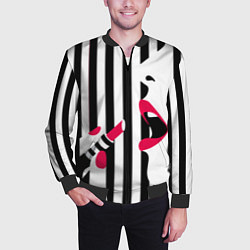 Бомбер мужской Девушка красит губы, цвет: 3D-черный — фото 2