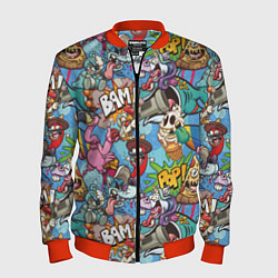 Бомбер мужской Сумасшедший поп-арт, цвет: 3D-красный