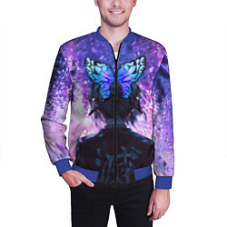 Бомбер мужской Шинобу Кочо - Великолепная бабочка, цвет: 3D-синий — фото 2