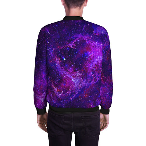 Мужской бомбер Неоновый космос и звезды / 3D-Черный – фото 4