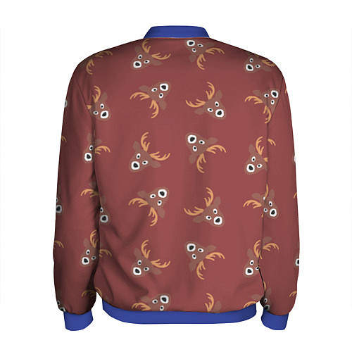 Мужской бомбер Эстетика: праздничные олени на бордовом фоне / 3D-Синий – фото 2