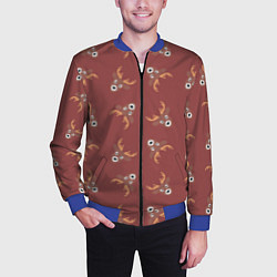 Бомбер мужской Эстетика: праздничные олени на бордовом фоне, цвет: 3D-синий — фото 2