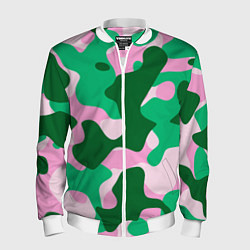 Мужской бомбер Абстрактные зелёно-розовые пятна